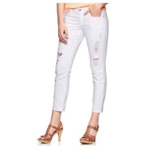GAP White Always Skinny Destructed Ankle Jeans
